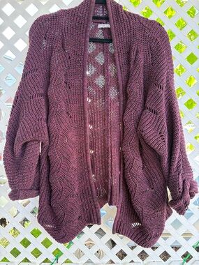 Maurices Open-Front Chunky Knit Cardigan - Plum